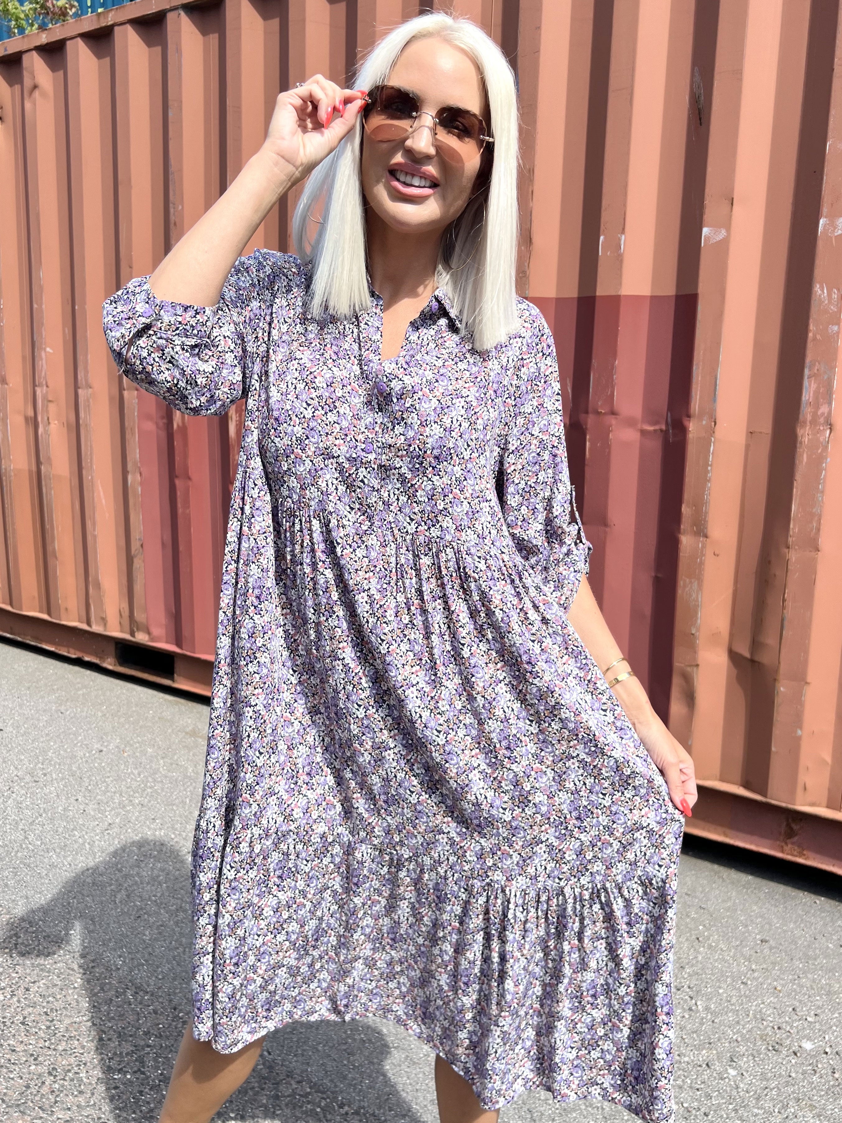 Anielie - Skjortekjole med blomsterprint